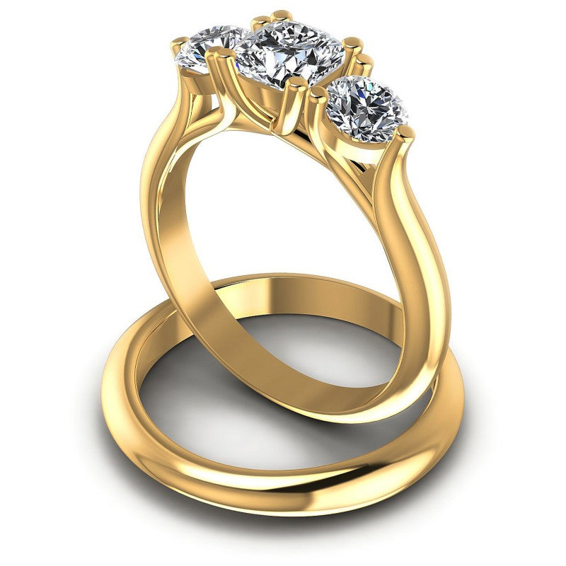 Cushion And Round Cut Diamonds Bridal Set in 14KT Rose Gold