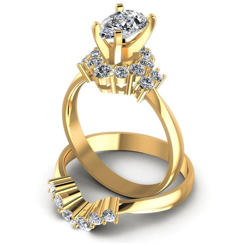 Round And Pear Cut Diamonds Bridal Set in 14KT Rose Gold