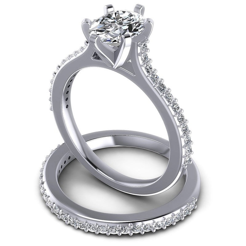Round And Oval Cut Diamonds Bridal Set in 14KT Rose Gold