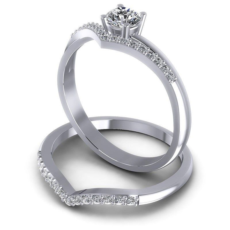 Round Cut Diamonds Bridal Set in 14KT Rose Gold