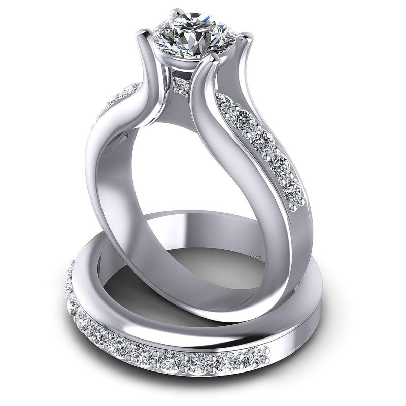 Round Cut Diamonds Bridal Set in 14KT Rose Gold