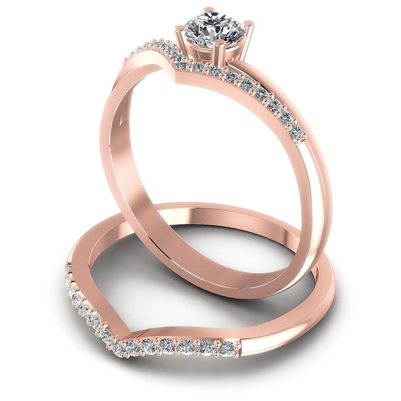 Round Cut Diamonds Bridal Set in 18KT Rose Gold