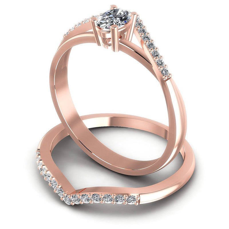 Round And Oval Cut Diamonds Bridal Set in 18KT Rose Gold
