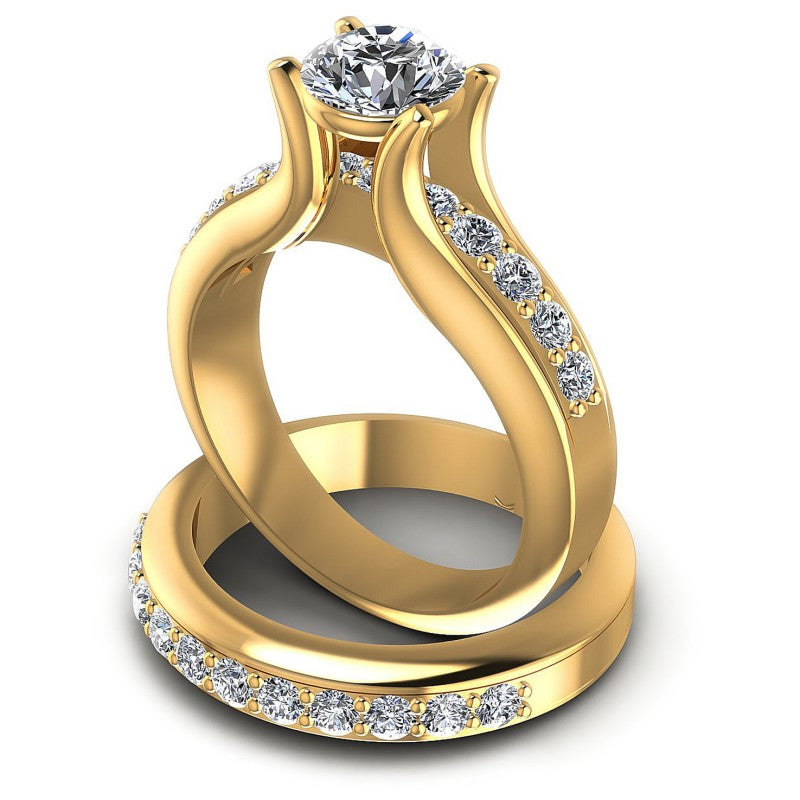 Round Cut Diamonds Bridal Set in 14KT Rose Gold