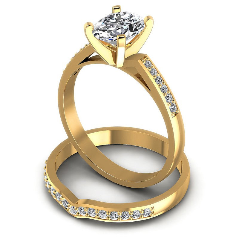 Round And Oval Cut Diamonds Bridal Set in 14KT Rose Gold