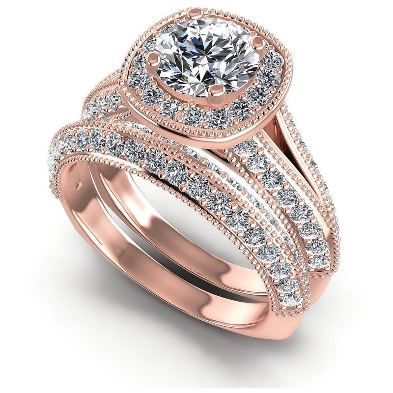 Round Diamonds 2.55CT Bridal Set in 18KT White Gold