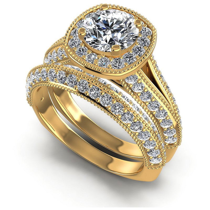 Round Diamonds 2.55CT Bridal Set in 14KT White Gold