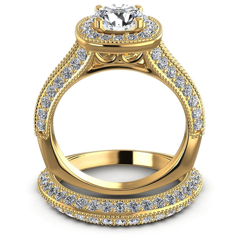 Round Diamonds 2.55CT Bridal Set in 14KT Yellow Gold