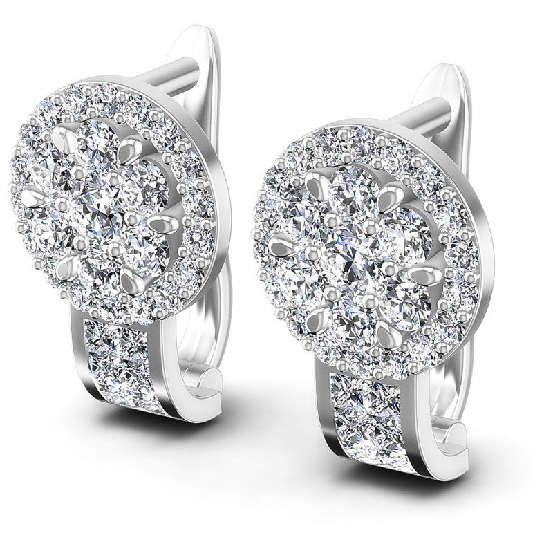 Princess and Round Diamonds 1.20CT Earring in 14KT White Gold