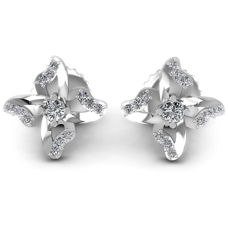 Round Diamonds 1.20CT Designer Studs Earring in 14KT White Gold