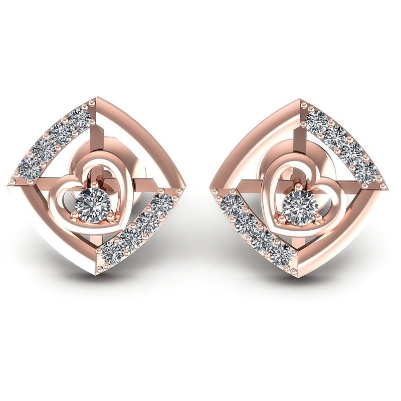 Round Diamonds 0.50CT Heart Earring in 18KT White Gold