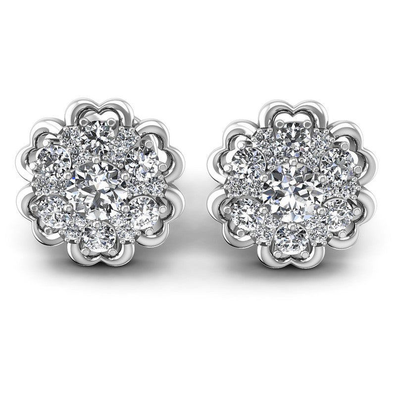 Round Diamonds 0.85CT Designer Studs Earring in 14KT White Gold