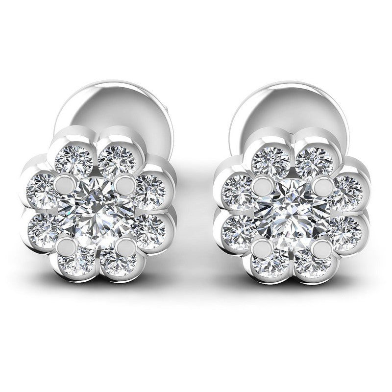 Round Diamonds 1.20CT Designer Studs Earring in 14KT White Gold