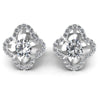Round and Oval Diamonds 0.90CT Designer Studs Earring in 14KT White Gold