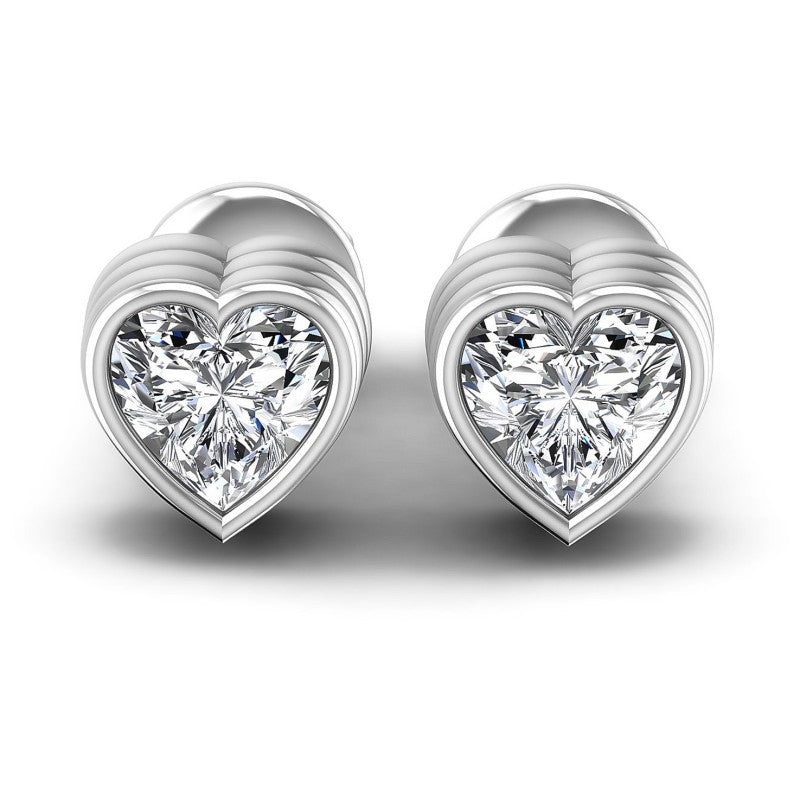 Heart Diamonds 1.00CT Stud Earrings in 14KT White Gold