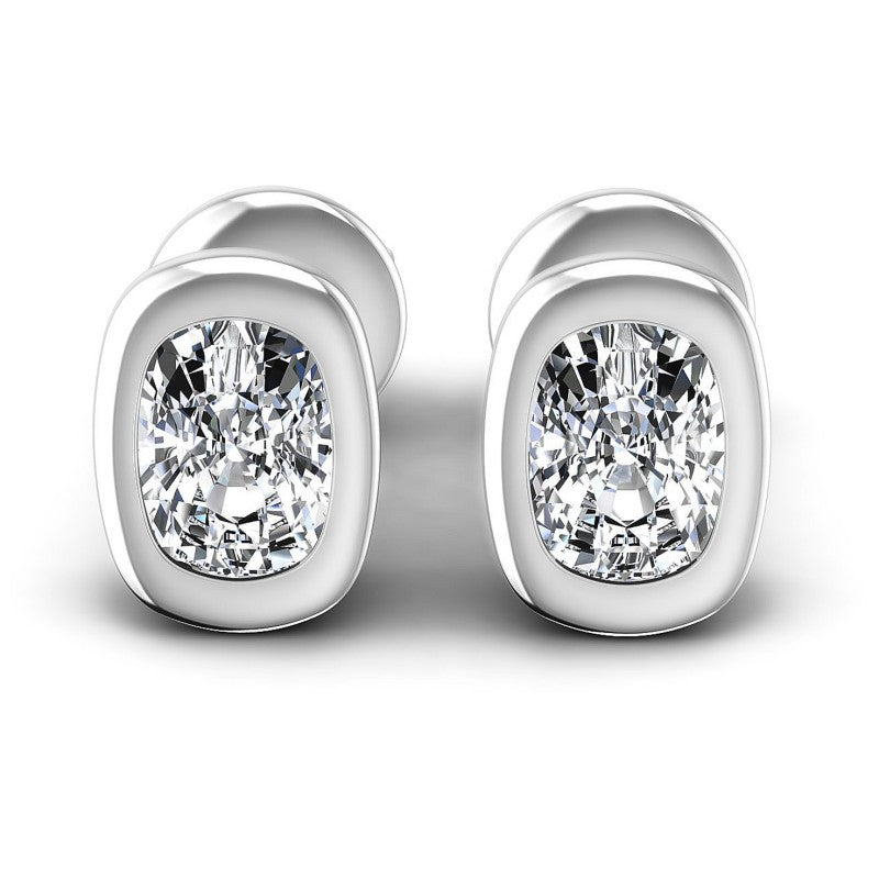 Cushion Diamonds 1.00CT Stud Earrings in 14KT White Gold