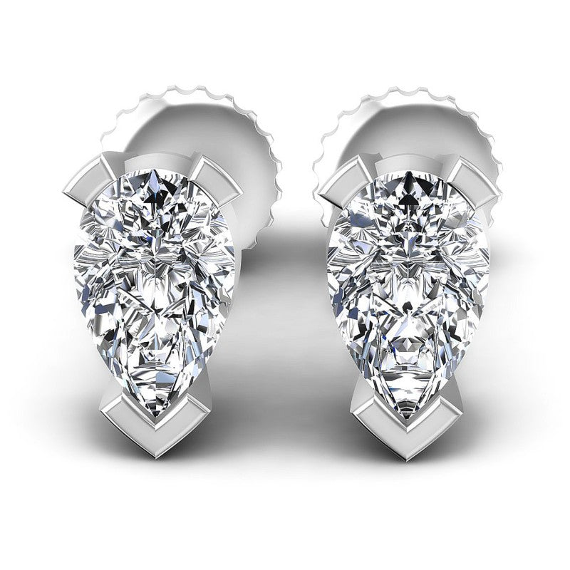 Pear Diamonds 1.00CT Stud Earrings in 14KT White Gold