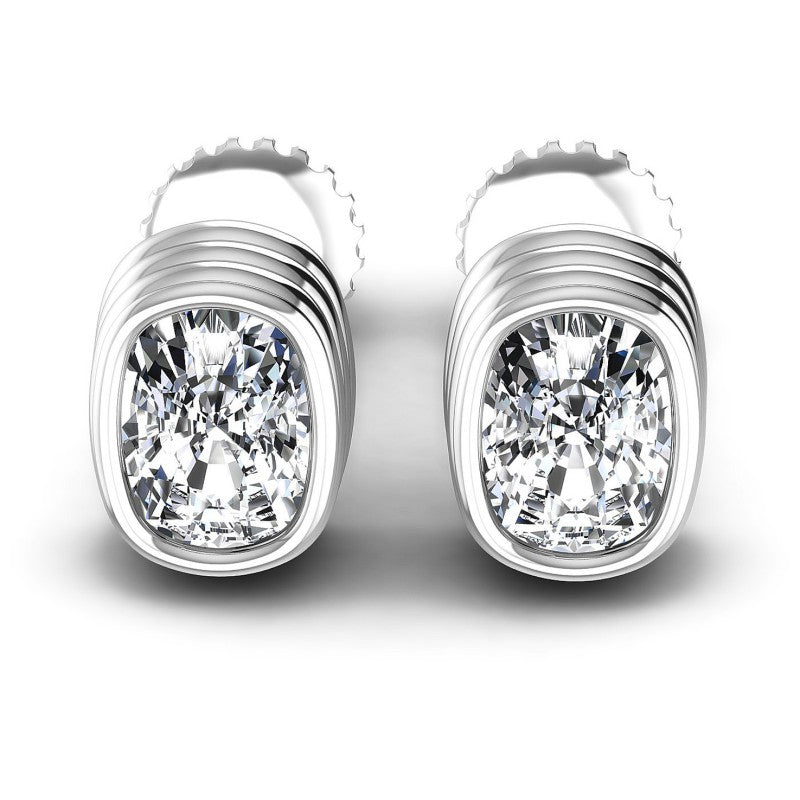 Cushion Diamonds 1.00CT Stud Earrings in 14KT White Gold