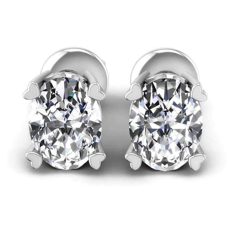 Oval Diamonds 0.50CT Stud Earrings in 14KT White Gold