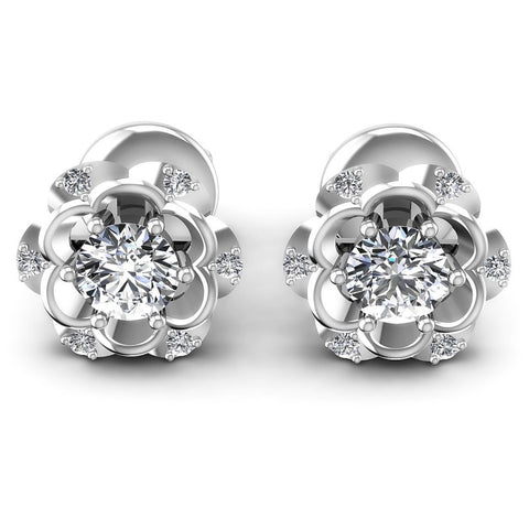 Round Diamonds 0.60CT Designer Studs Earring in 14KT White Gold