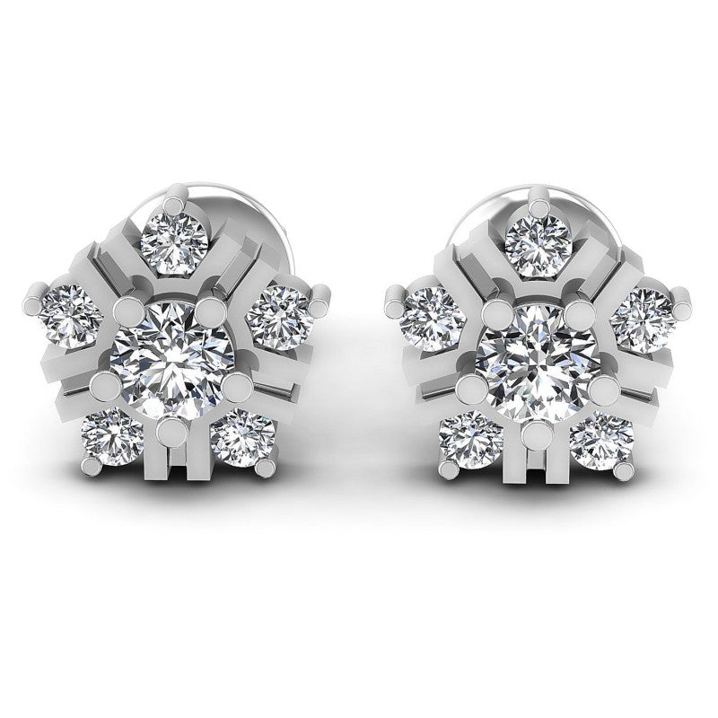 Round Diamonds 0.55CT Designer Studs Earring in 14KT White Gold