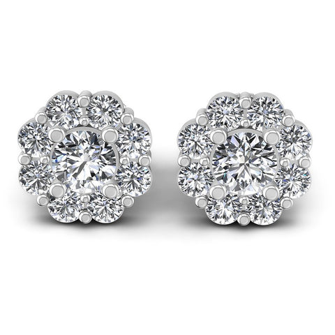 Round Diamonds 0.95CT Designer Studs Earring in 14KT White Gold