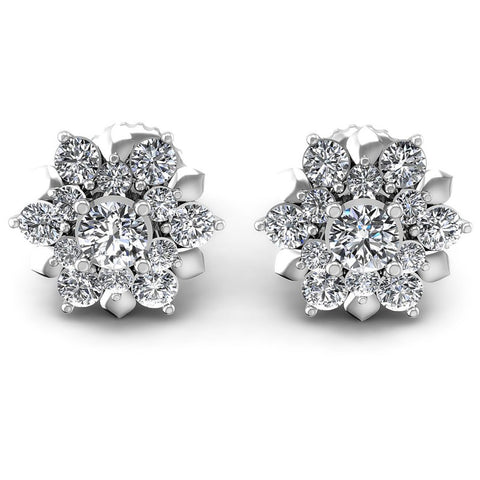 Round Diamonds 1.15CT Designer Studs Earring in 14KT White Gold