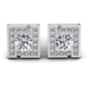 Princess and Round Diamonds 0.95CT Designer Studs Earring in 14KT White Gold
