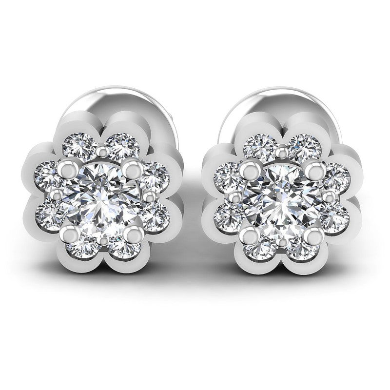 Round Cut Diamonds Designer Studs Earring in 14KT White Gold