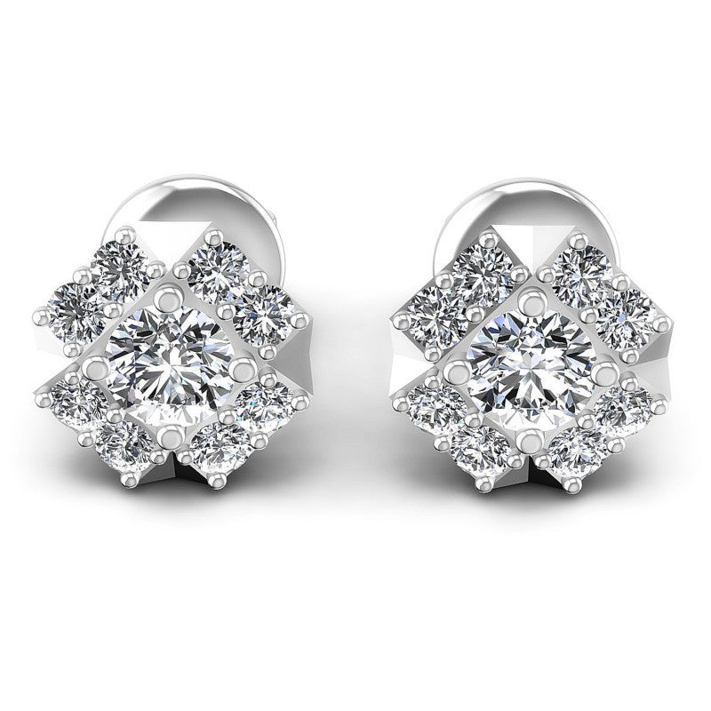 Round Diamonds 0.75CT Designer Studs Earring in 14KT White Gold