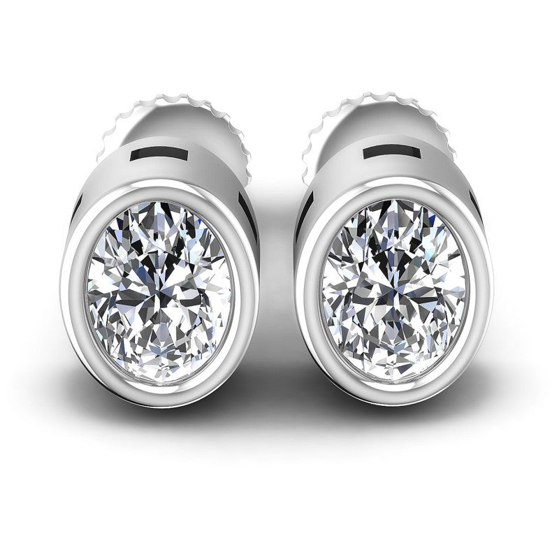 Oval Diamonds 1.00CT Stud Earrings in 14KT White Gold