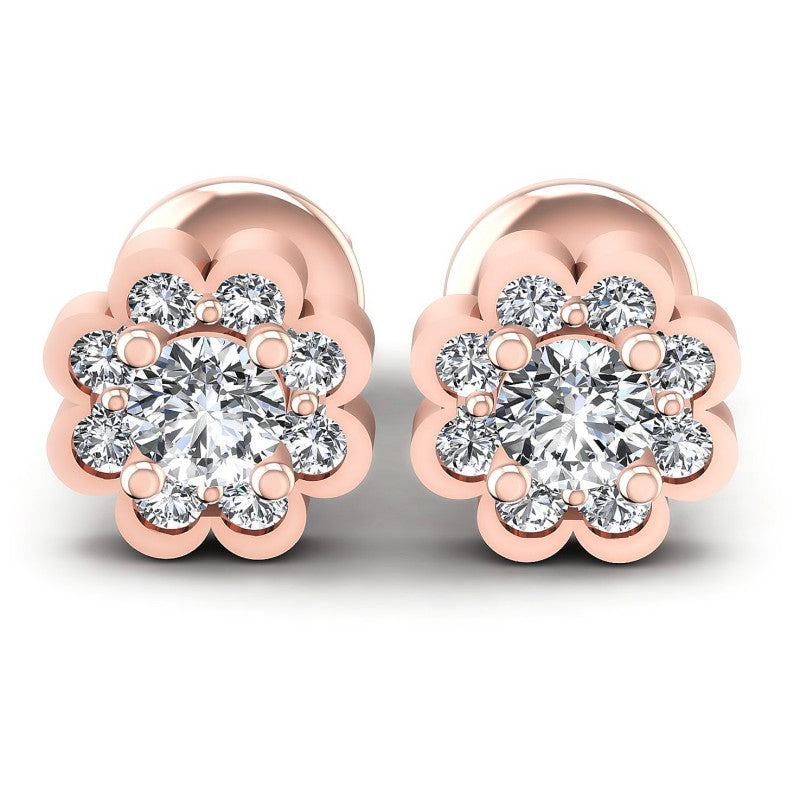 Round Cut Diamonds Designer Studs Earring in 18KT White Gold