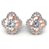 Round and Oval Diamonds 0.90CT Designer Studs Earring in 18KT White Gold