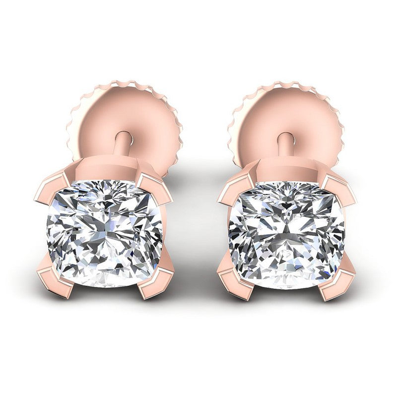Cushion Diamonds 1.00CT Stud Earrings in 18KT White Gold