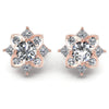 Princess and Round Diamonds 1.10CT Designer Studs Earring in 18KT White Gold