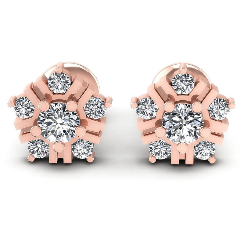 Round Diamonds 0.55CT Designer Studs Earring in 18KT White Gold