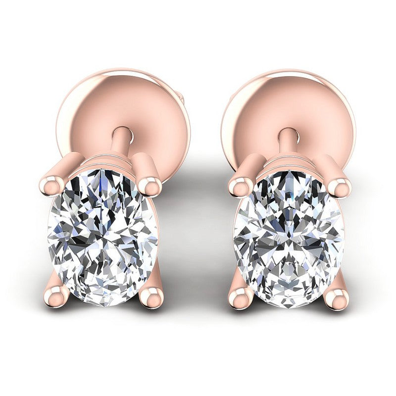 Oval Diamonds 1.00CT Stud Earrings in 18KT White Gold