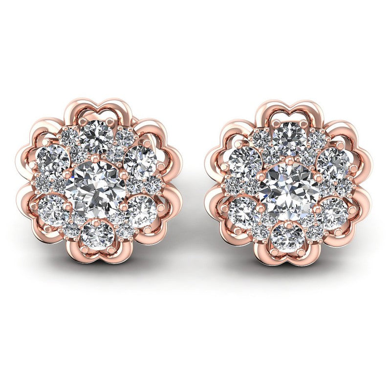 Round Diamonds 0.85CT Designer Studs Earring in 18KT White Gold