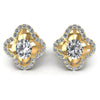 Round and Oval Diamonds 0.90CT Designer Studs Earring in 14KT White Gold