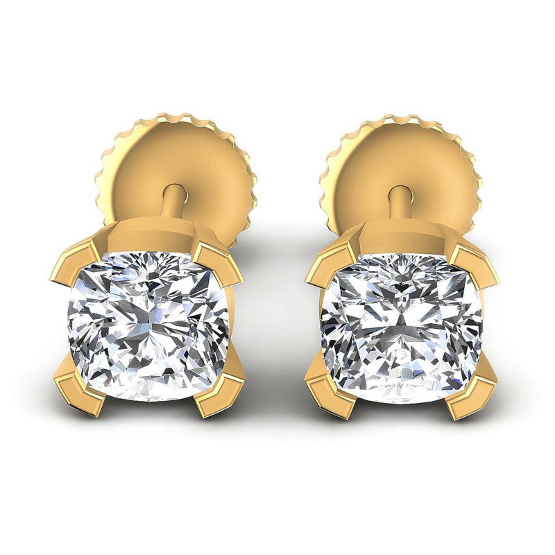 Cushion Diamonds 1.00CT Stud Earrings in 14KT White Gold