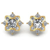 Princess and Round Diamonds 1.10CT Designer Studs Earring in 14KT White Gold