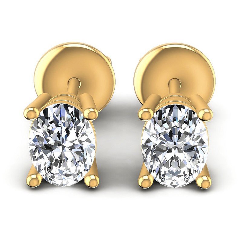 Oval Diamonds 1.00CT Stud Earrings in 14KT White Gold