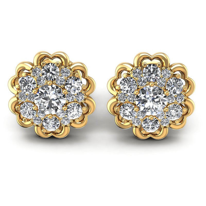 Round Diamonds 0.85CT Designer Studs Earring in 14KT White Gold