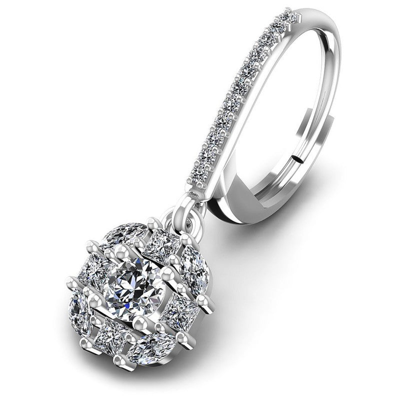 Princess and Round and Marquise Diamonds 1.40CT Earring in 14KT Yellow Gold