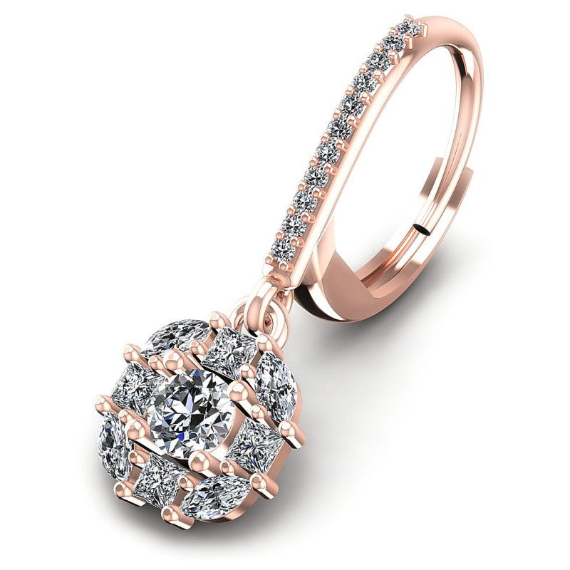 Princess and Round and Marquise Diamonds 1.40CT Earring in 18KT Yellow Gold
