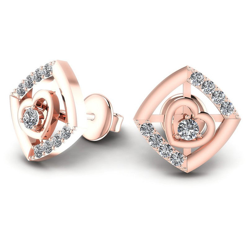 Round Diamonds 0.50CT Heart Earring in 18KT Yellow Gold