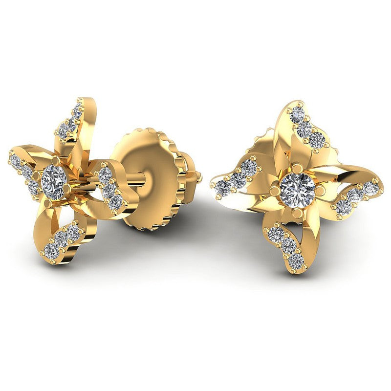 Round Diamonds 1.20CT Designer Studs Earring in 14KT Yellow Gold