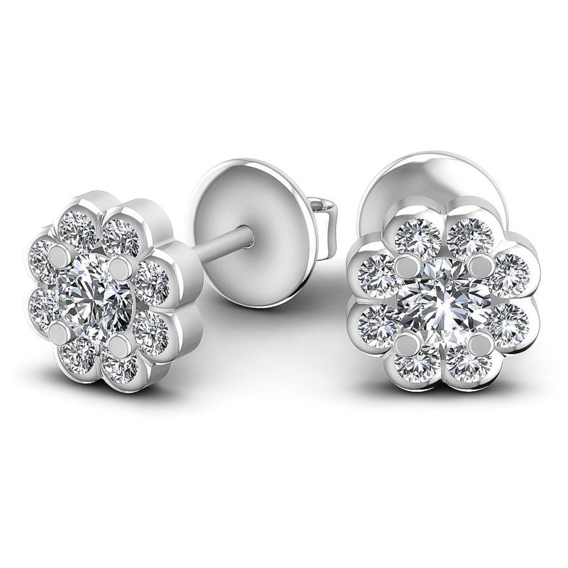 Round Diamonds 1.20CT Designer Studs Earring in 14KT Yellow Gold