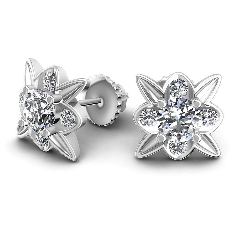 Round Diamonds 0.45CT Designer Studs Earring in 14KT Yellow Gold