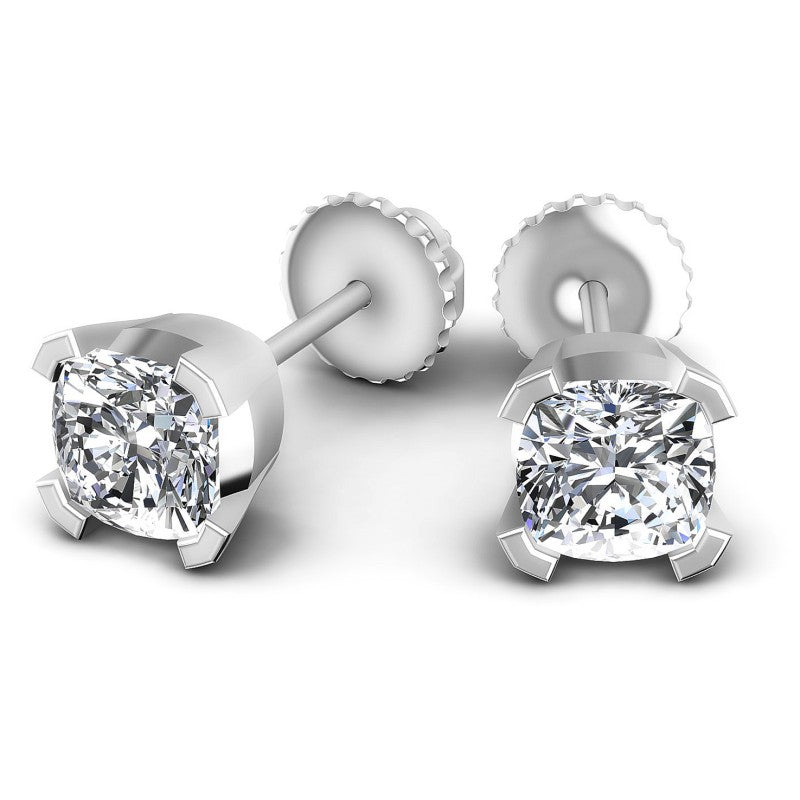 Cushion Diamonds 1.00CT Stud Earrings in 14KT Yellow Gold